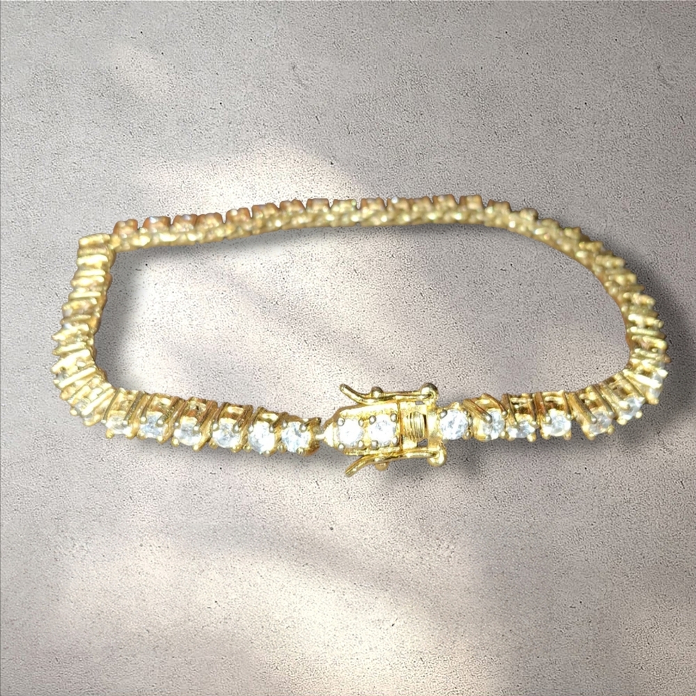 Cz Tennis Bracelet Gold Plated Classic Elegant Costume Jewelry Unisex